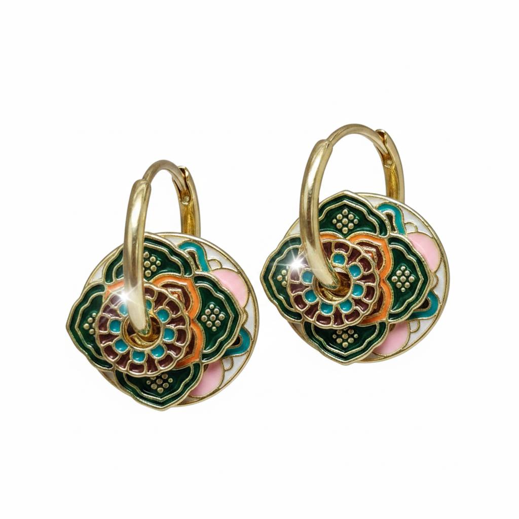 گوشواره حلقه‌ای میناکاری